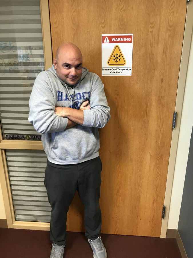 Mr. Garascia is freezing outside the PAWS room.