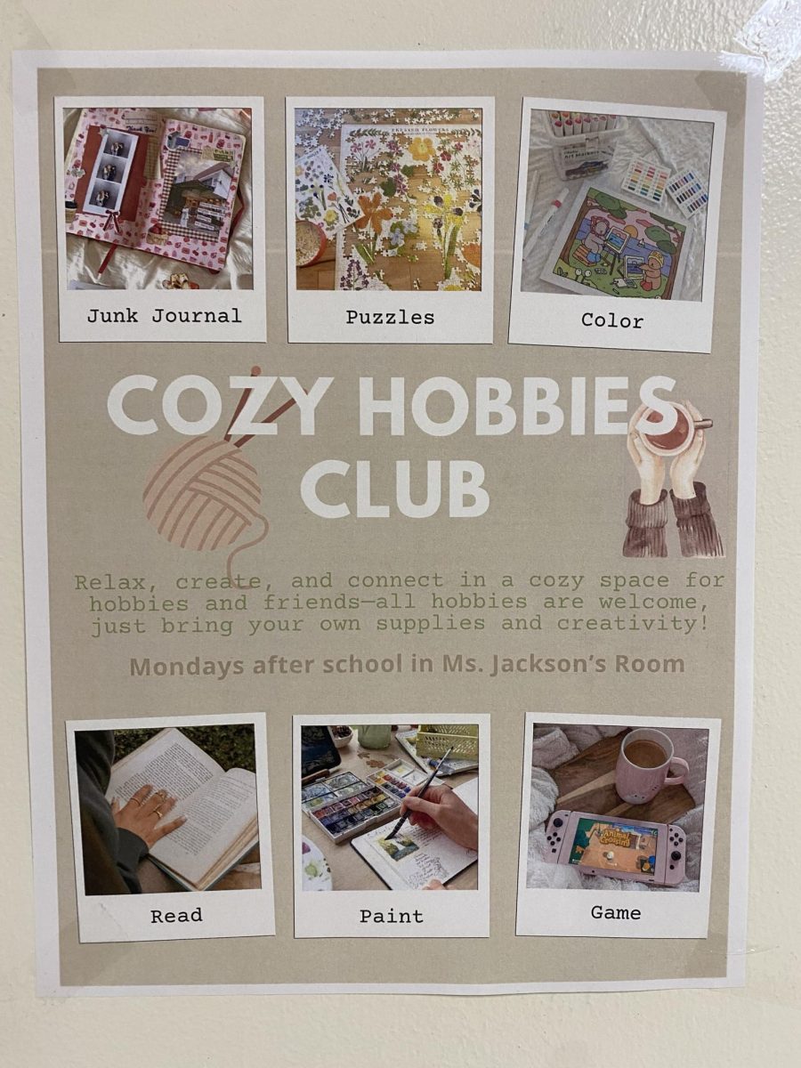 The Cozy Hobbies Club meets every Monday after school in Miss Jackson's room.