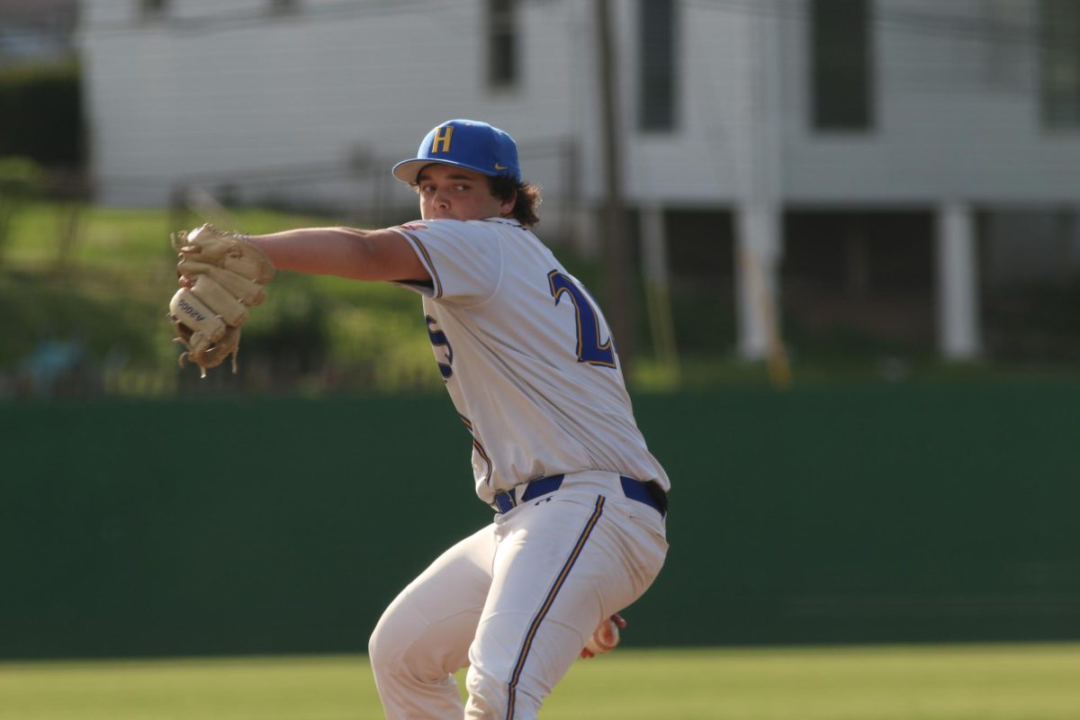 Santiago Storey pitches in a game against Bayless on April 13th.